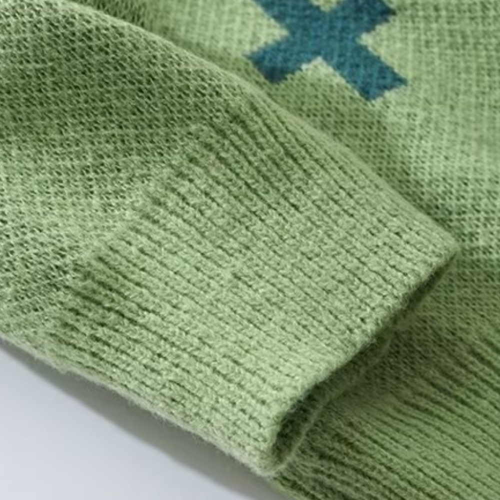 Hip Hop Cross Flocked Knitted Cardigan