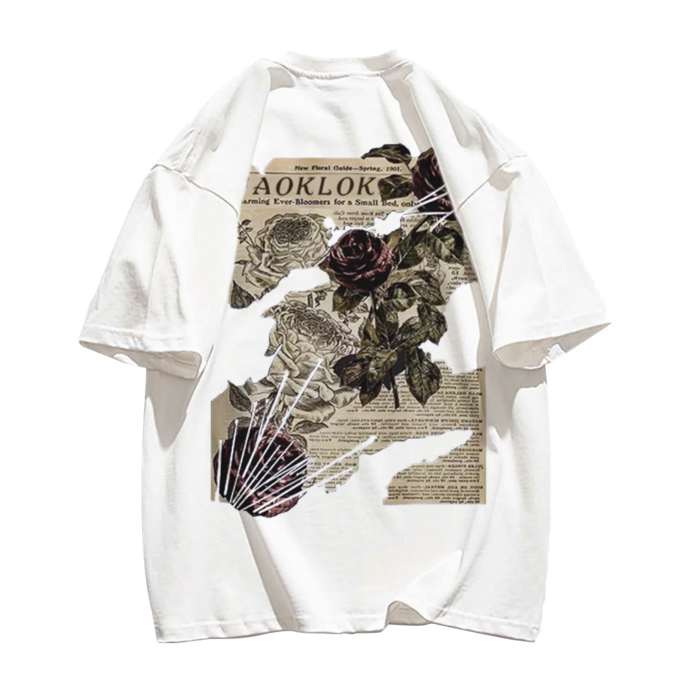 Newspaper Rose Fragments T-Shirt