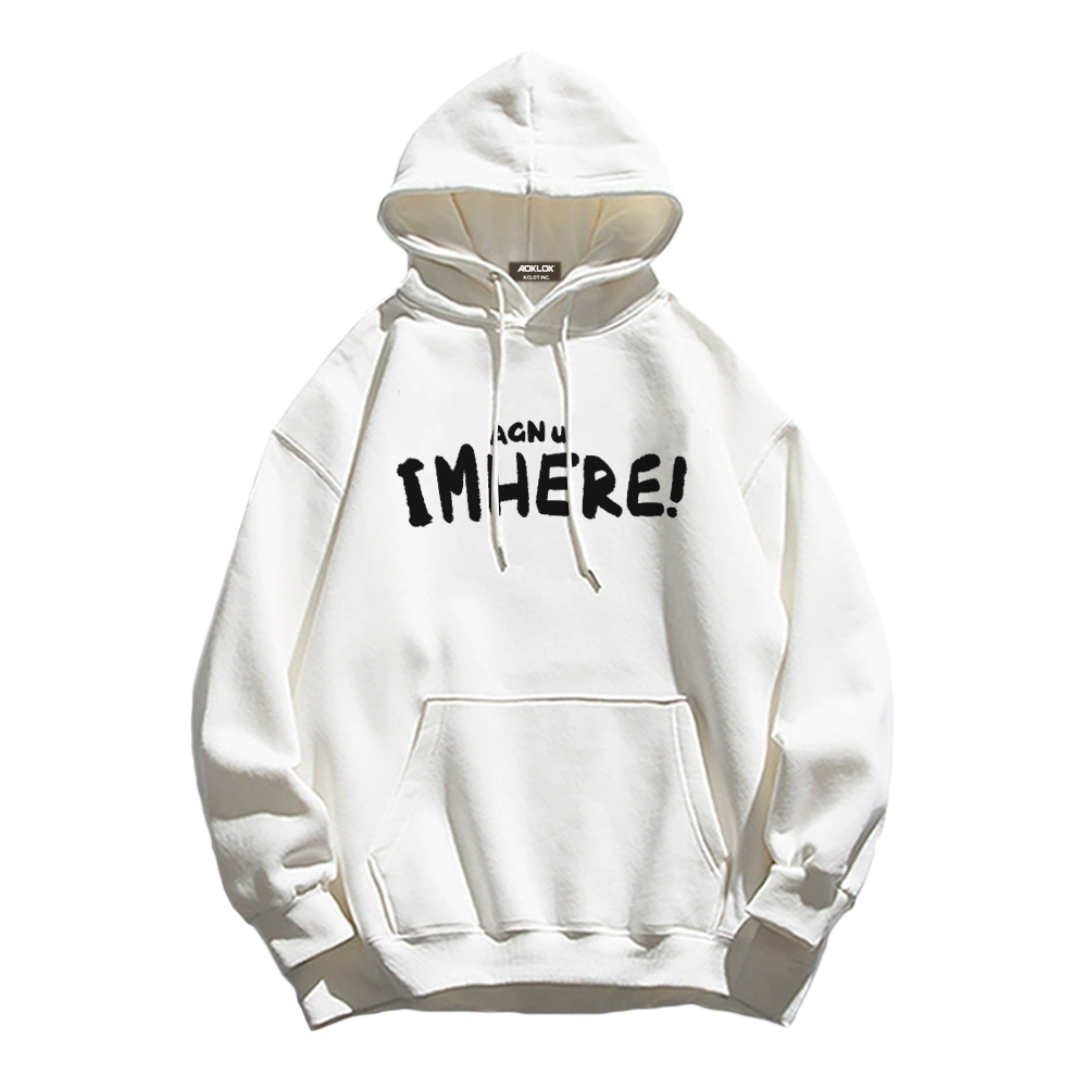 I am Here Letter Print Hoodie