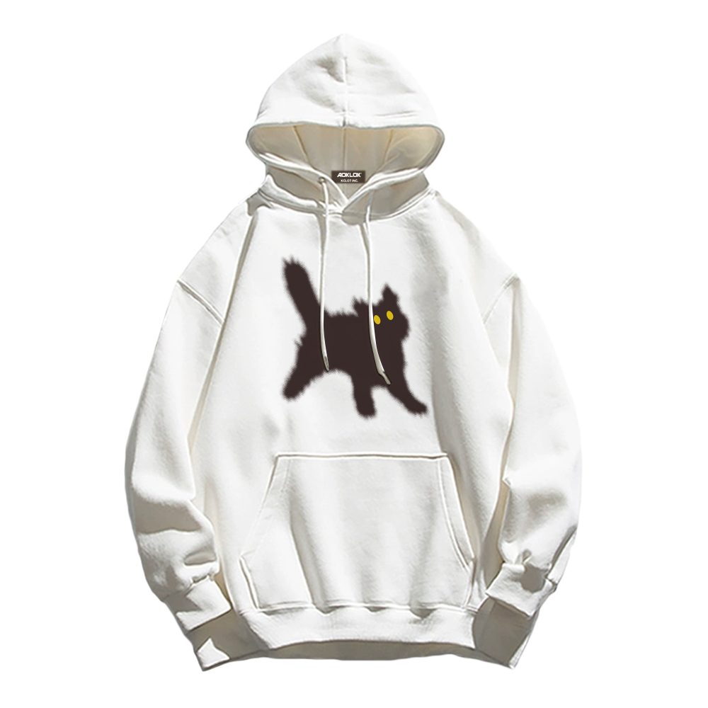 Minimal Angry Kitten Cotton Hoodie