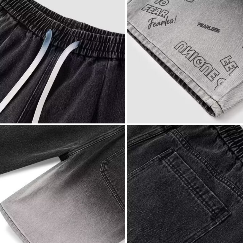 Designed Gradient Letter Drawstring Shorts