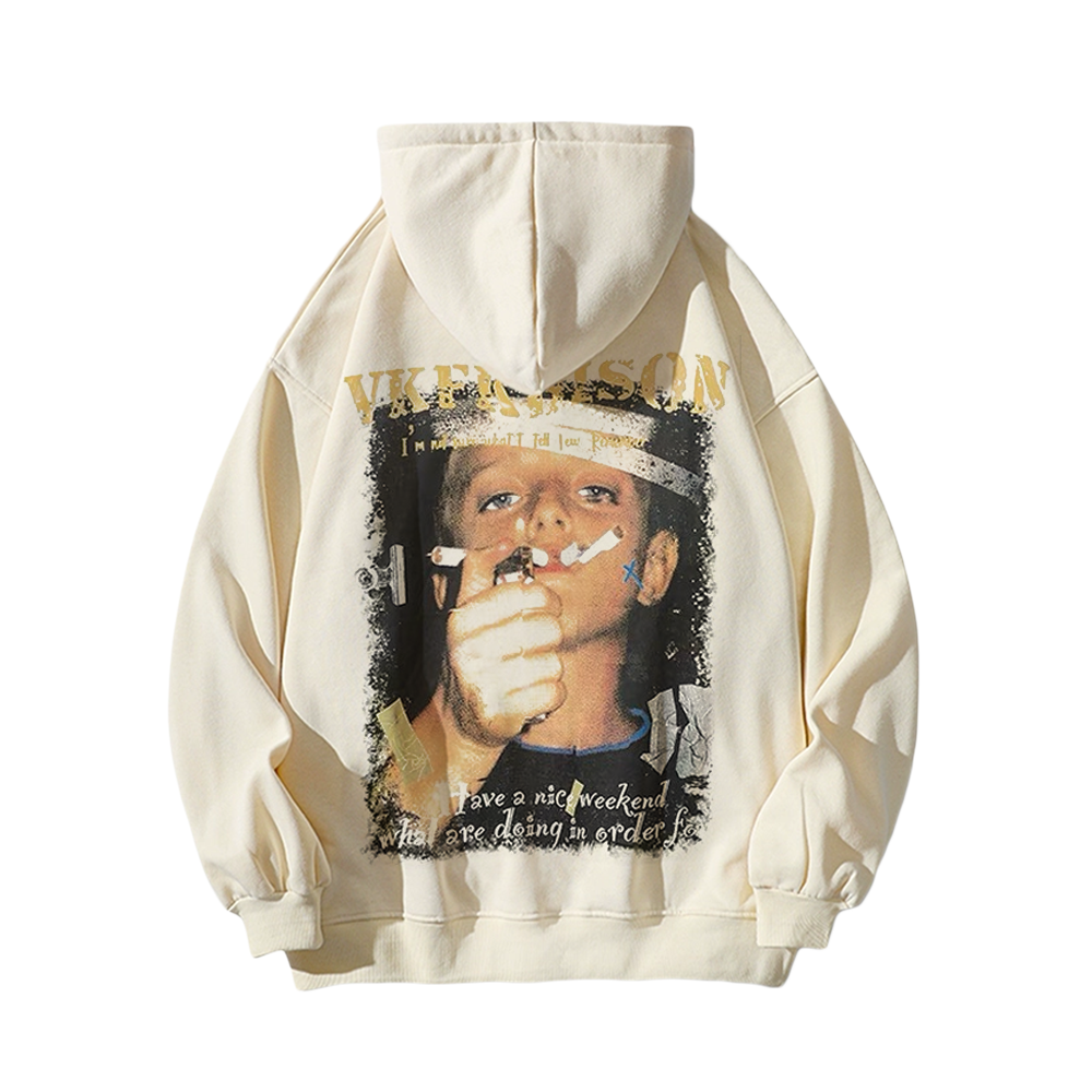 Street Smoking Boys Print  Hoodie