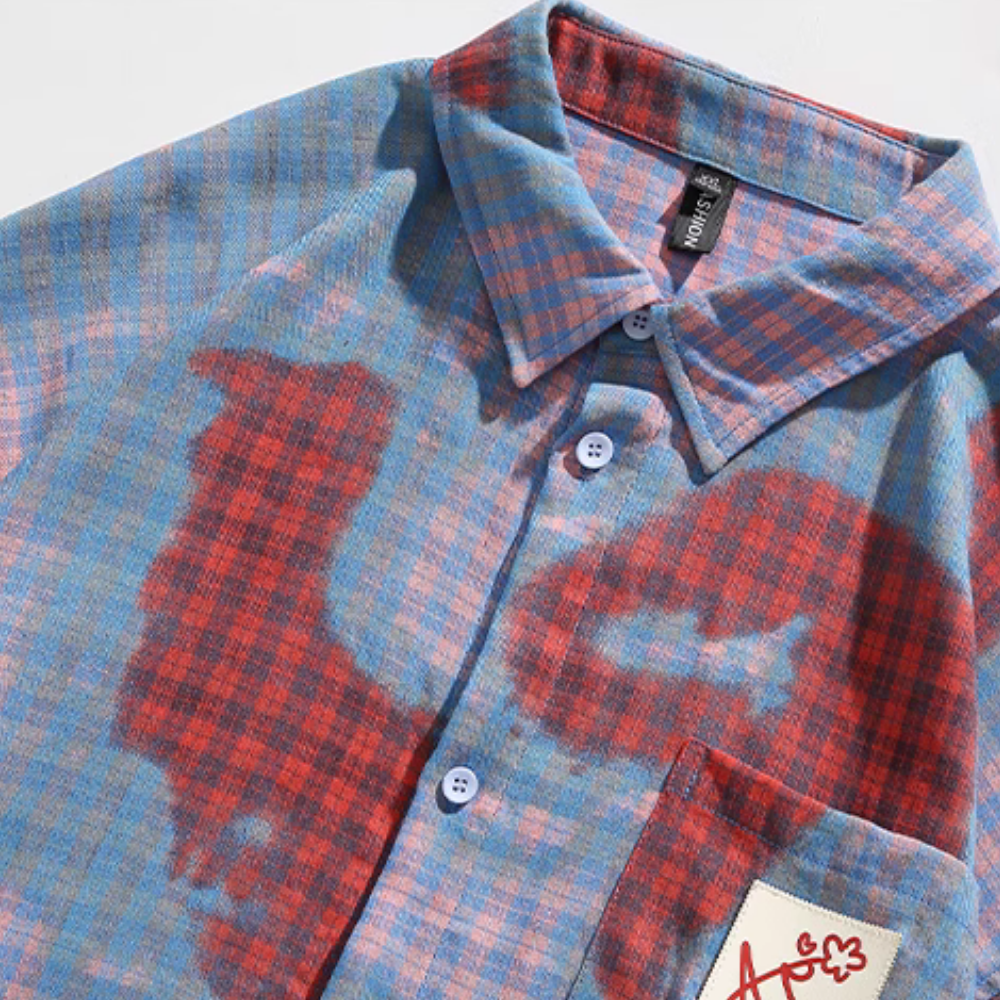 Street Contrasting Letter Plaid Shirt