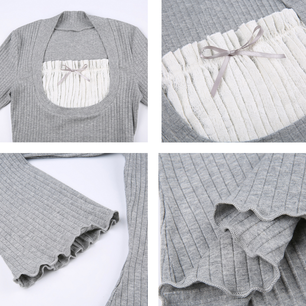 Women's Square Neck Panel Long Sleeve