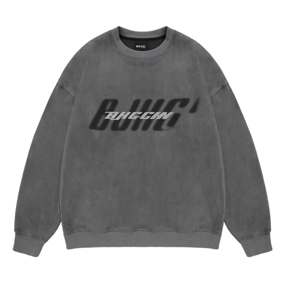 Casual Suede Reflective Letter Print Sweatshirt