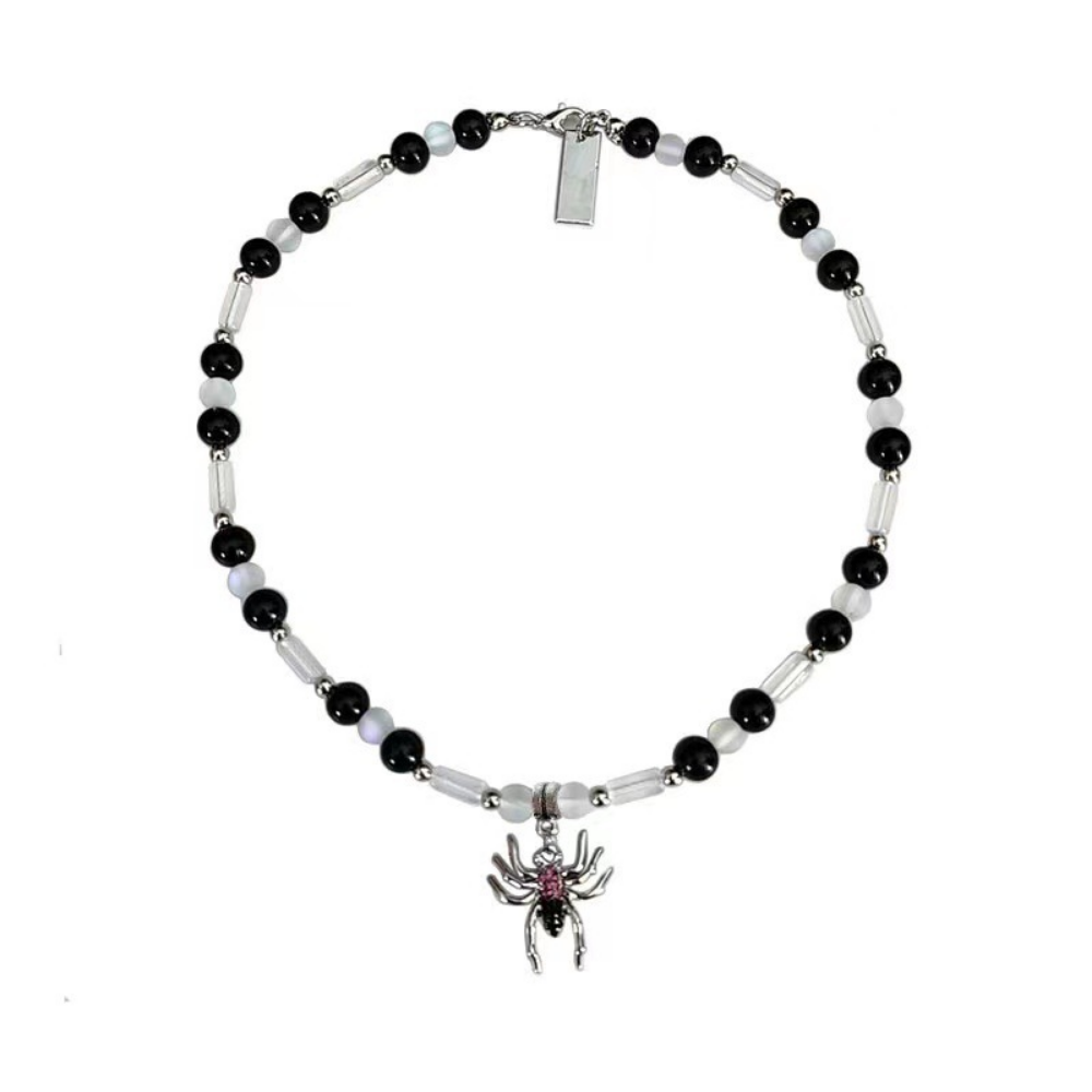 Dark Pearl Spider Pendant Necklace