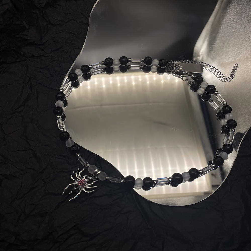 Dark Pearl Spider Pendant Necklace