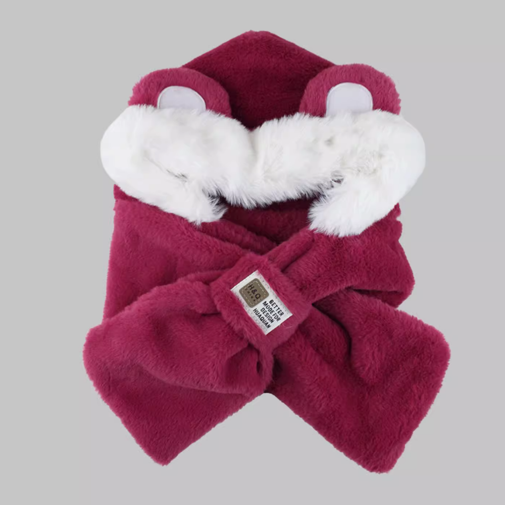 Cute Contrasting Color Bear Scarf