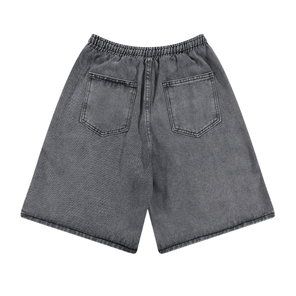 Distressed Button Paneled Denim Shorts