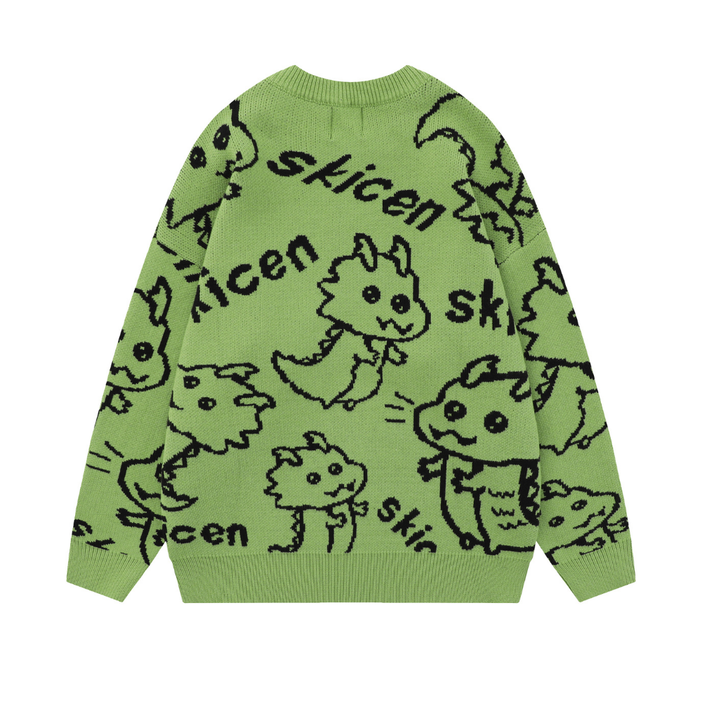 Cute Childlike Doodle Little Dinosaur Sweater