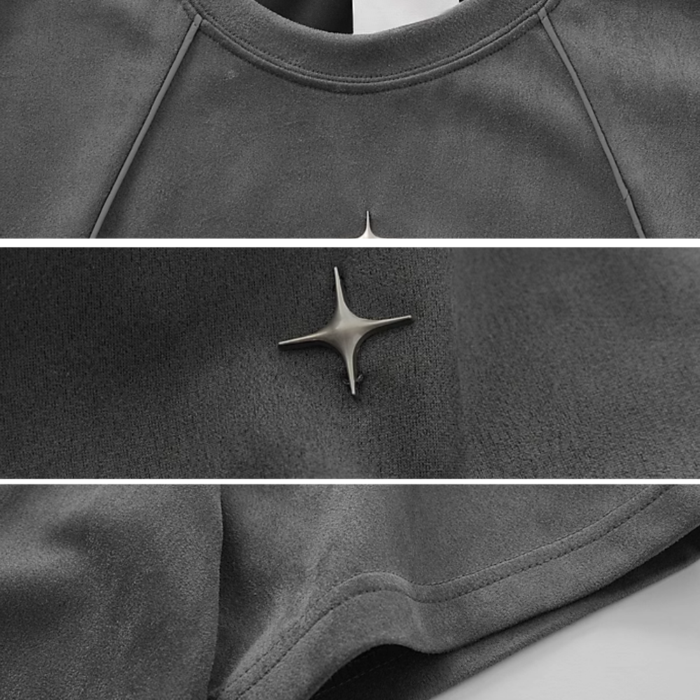 Retro Reflective Strip Star Suede T-shirt