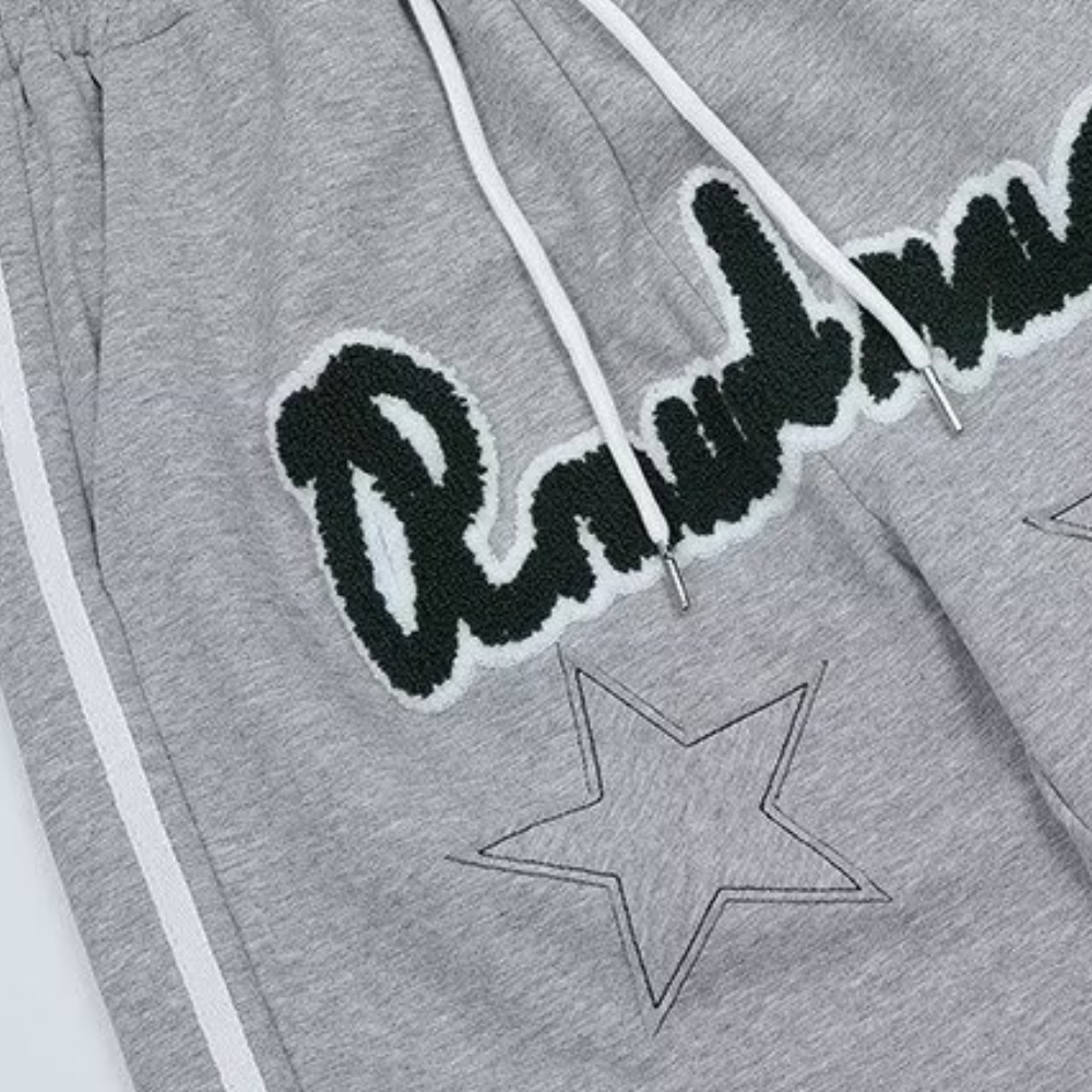 Alphabet Jacquard Pentagram Drawstring Sweatpants