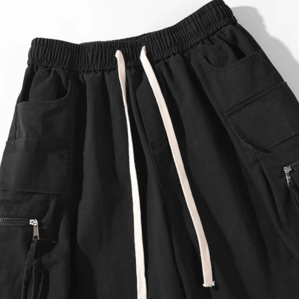 Retro Street Solid Straight Cargo Shorts