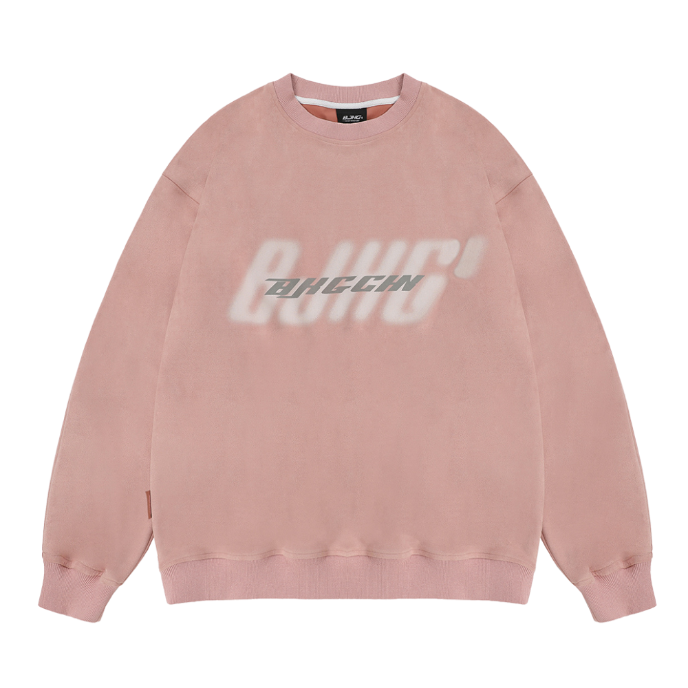 Casual Suede Reflective Letter Print Sweatshirt