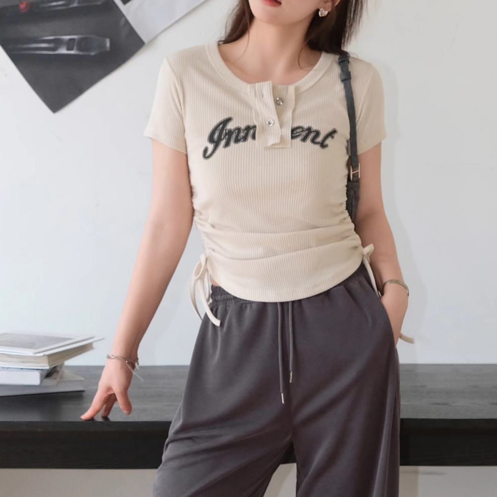 Women's Japanese Slim Drawstring T-shirt