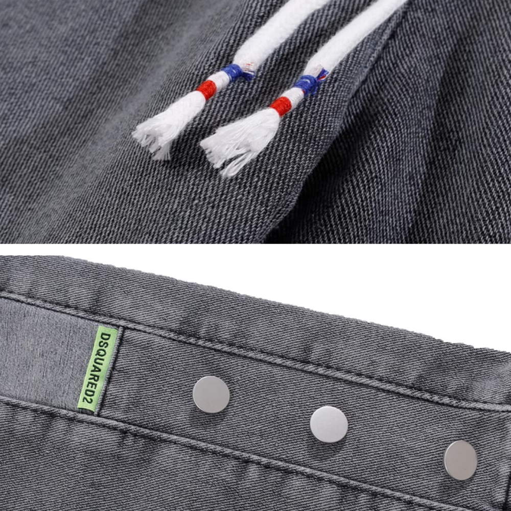 Distressed Button Paneled Denim Shorts