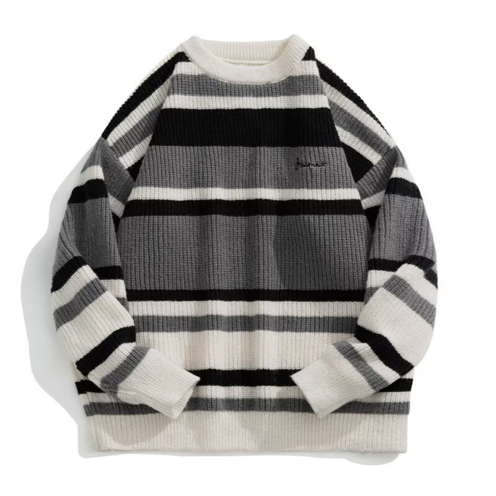 OOC' Retro Striped Contrast Casual Knit Sweater