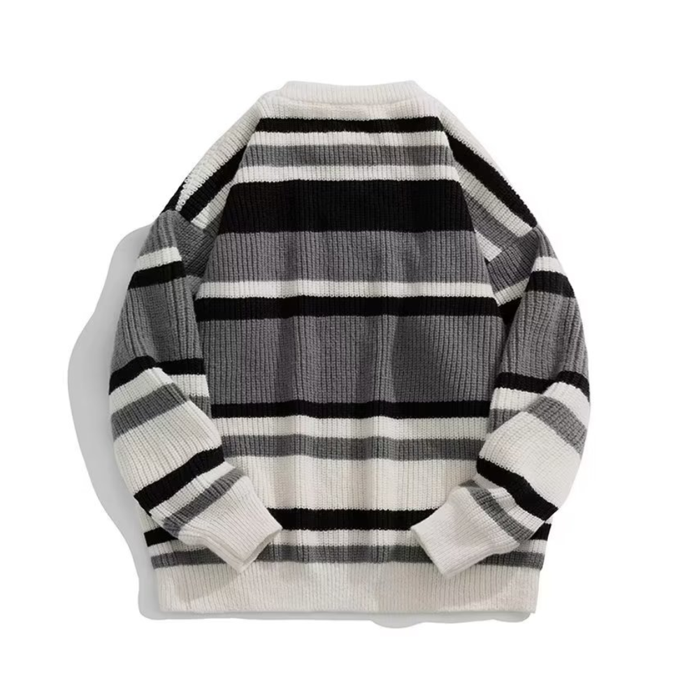 OOC' Retro Striped Contrast Casual Knit Sweater