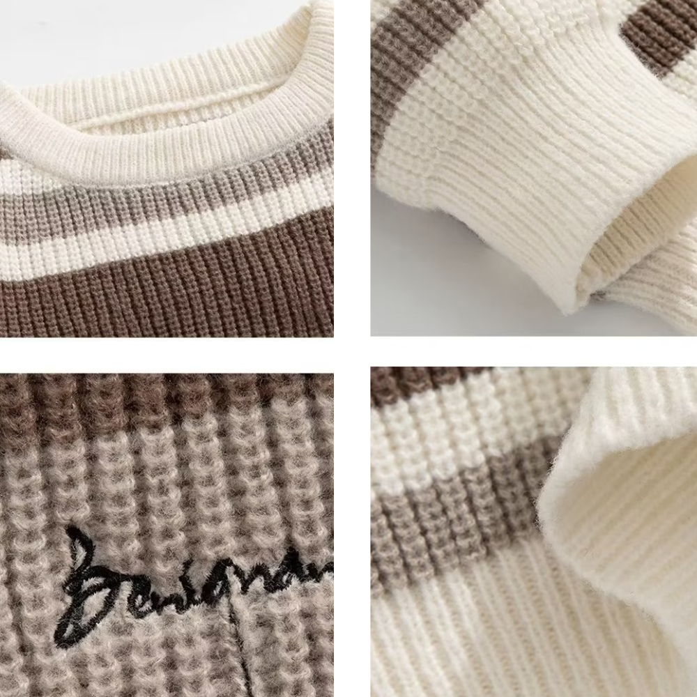 OOC' Retro Striped Contrast Casual Knit Sweater