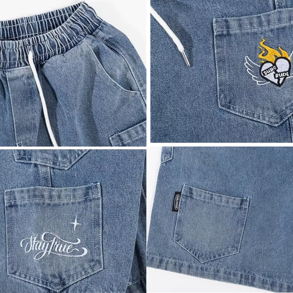 American Poker Letter Embroidered Shorts