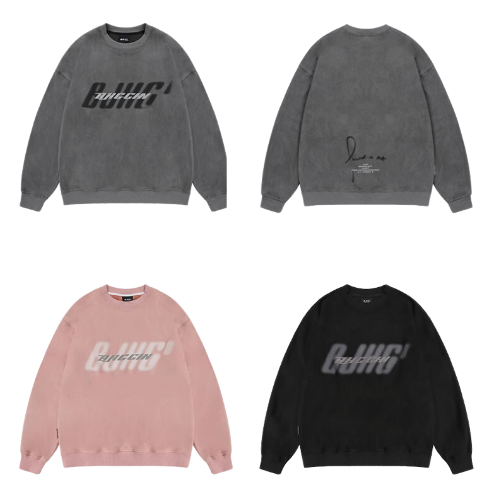 Casual Suede Reflective Letter Print Sweatshirt