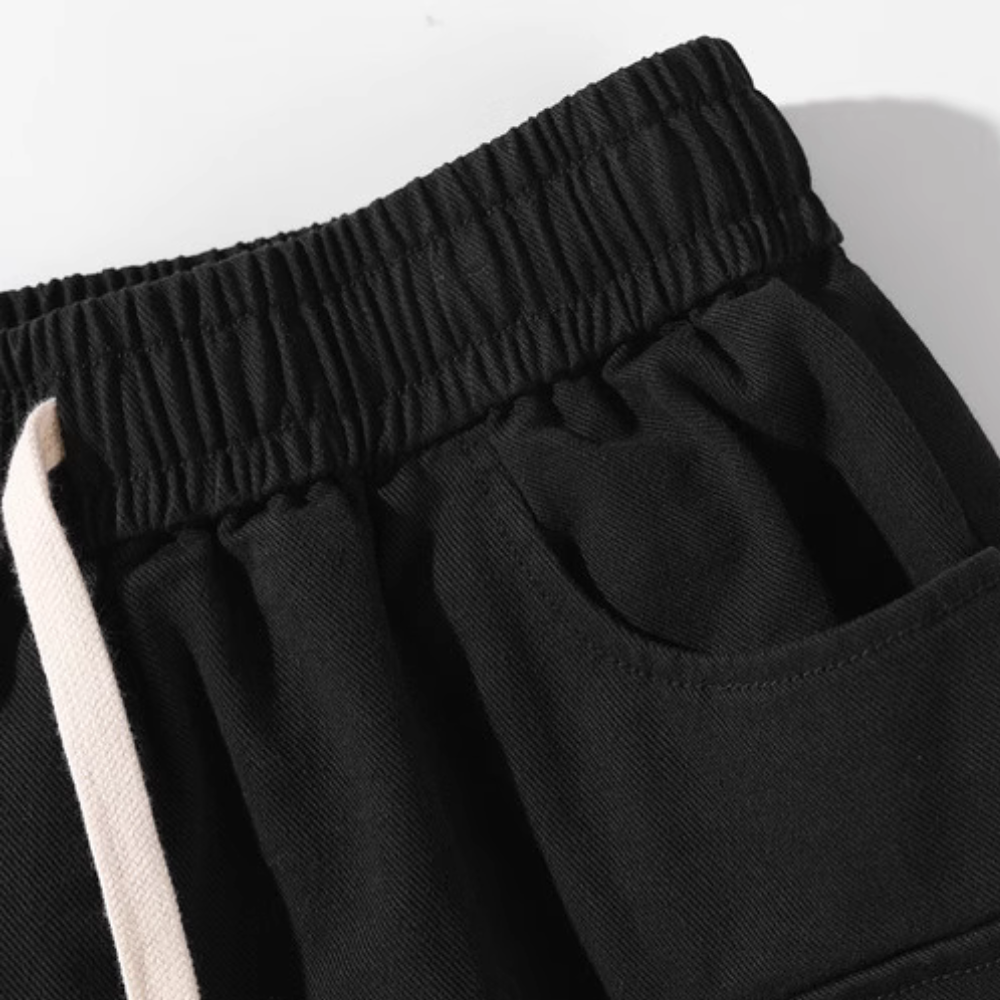 Retro Street Solid Straight Cargo Shorts