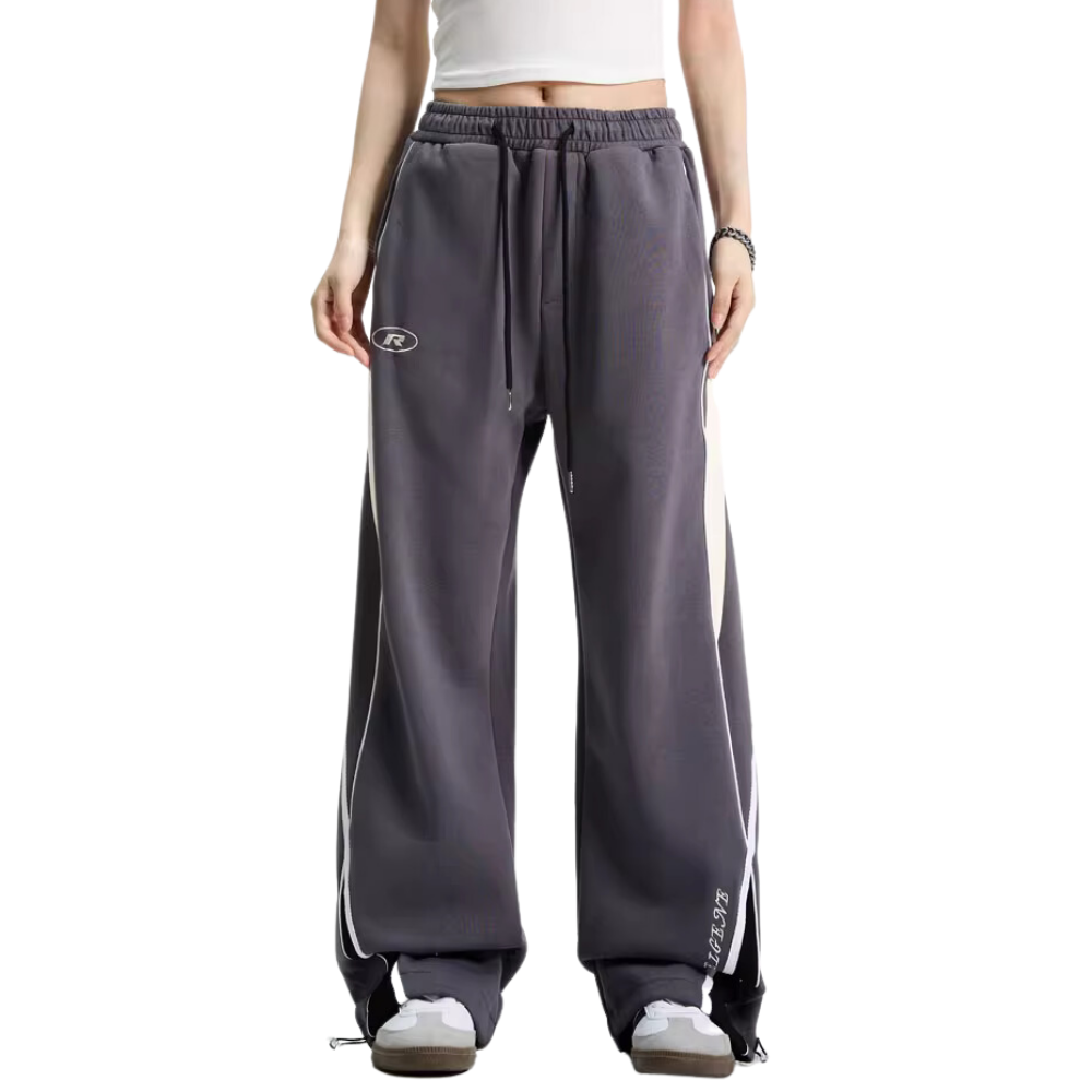 Women's Japanese Patchwork Straight-leg Sweatpants