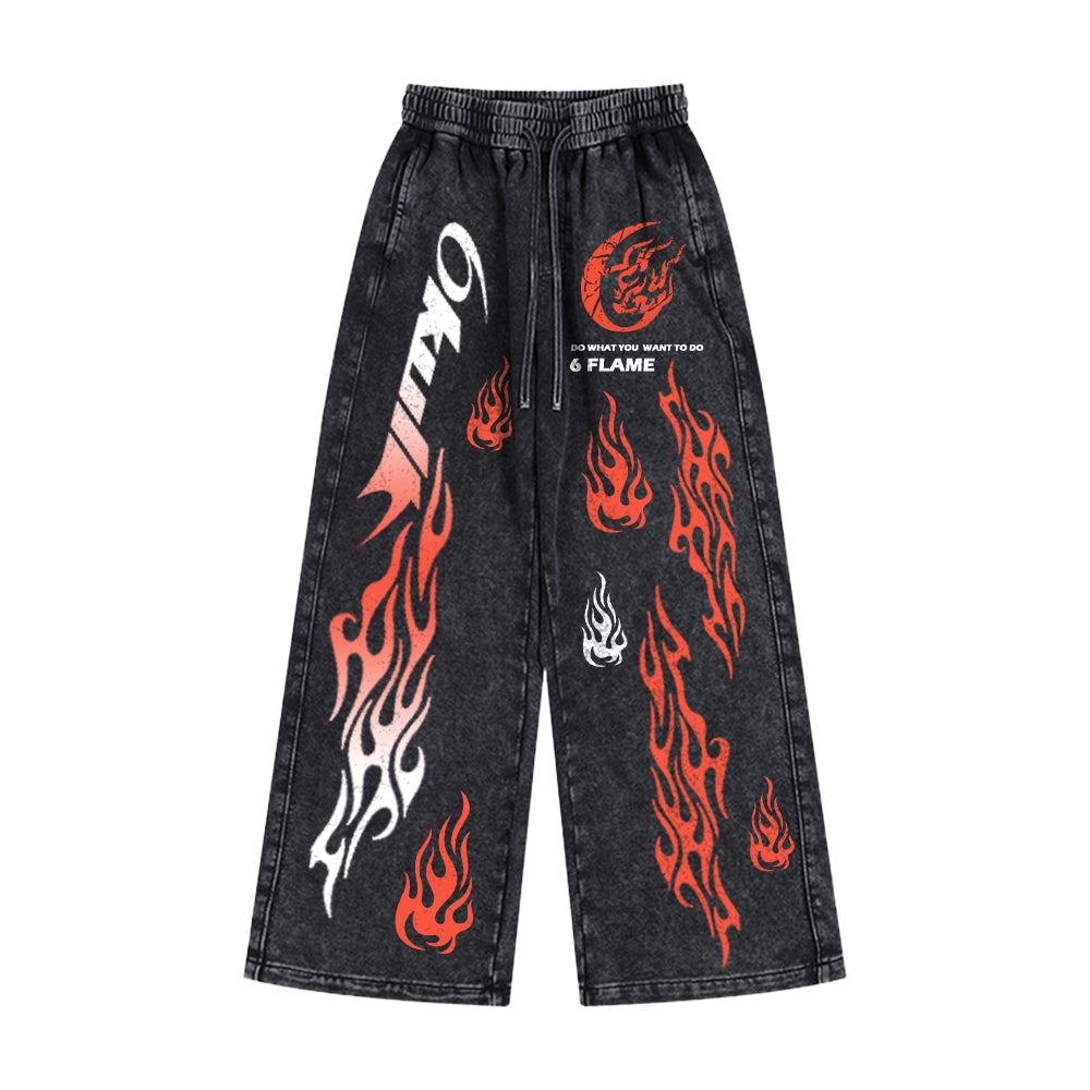 6Kull Flowing Fire Printed Tracksuit - Black