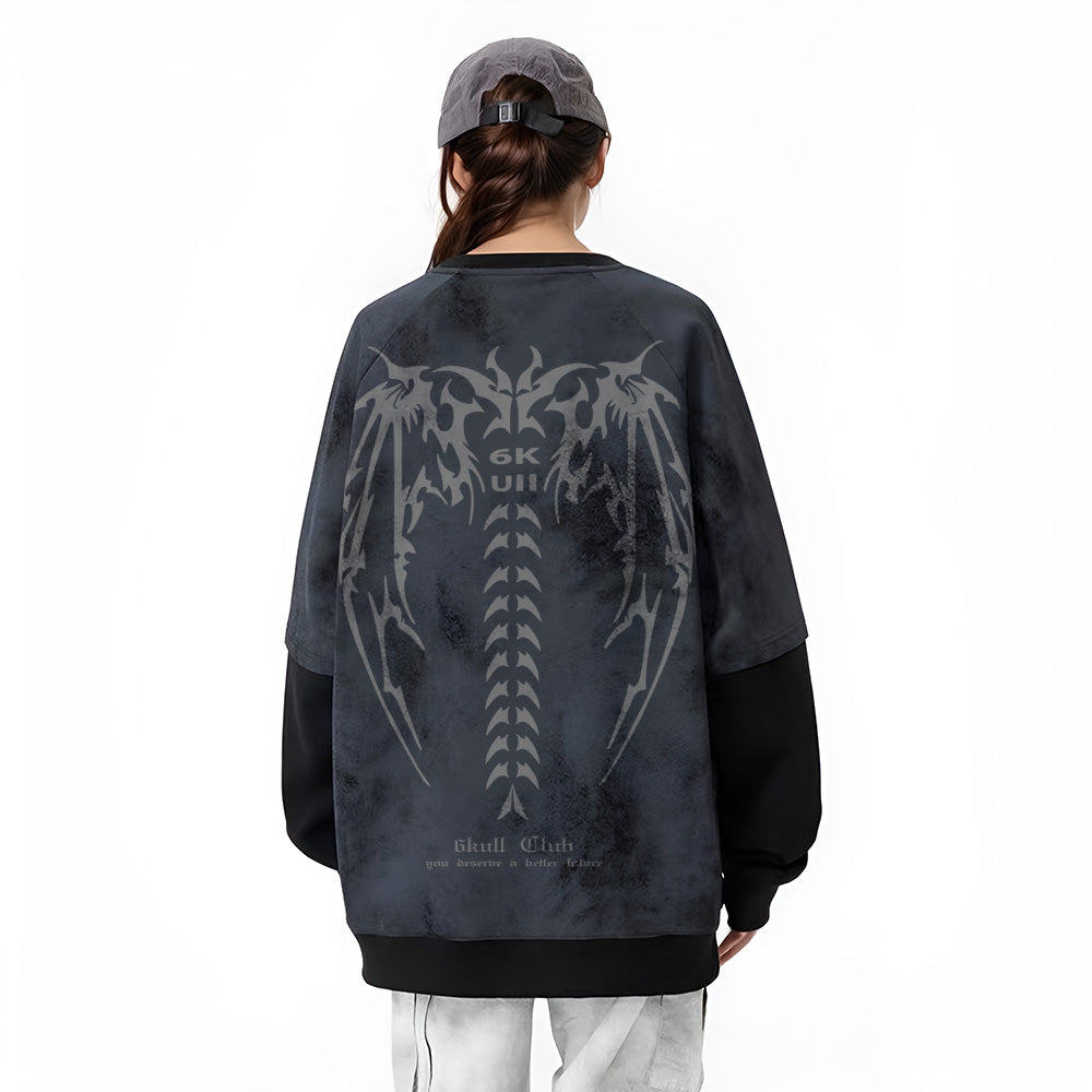6Kull Bone Wing Splicing Sweatshirt