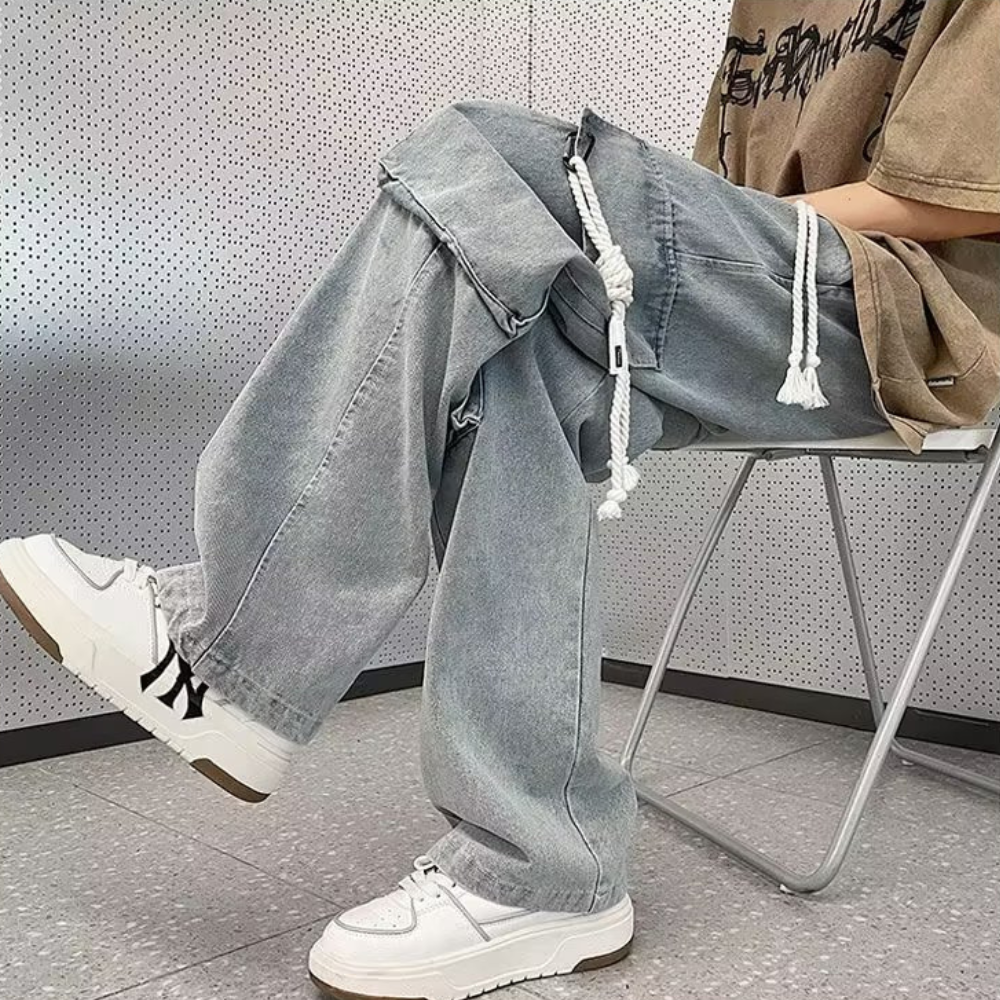 American Retro Large Pocket Sling Wide Leg Jeans