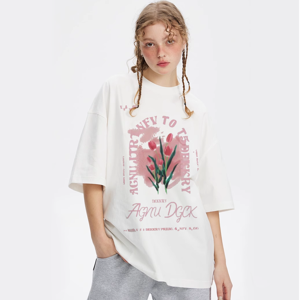 American Street Tulip Print Cotton T-shirt