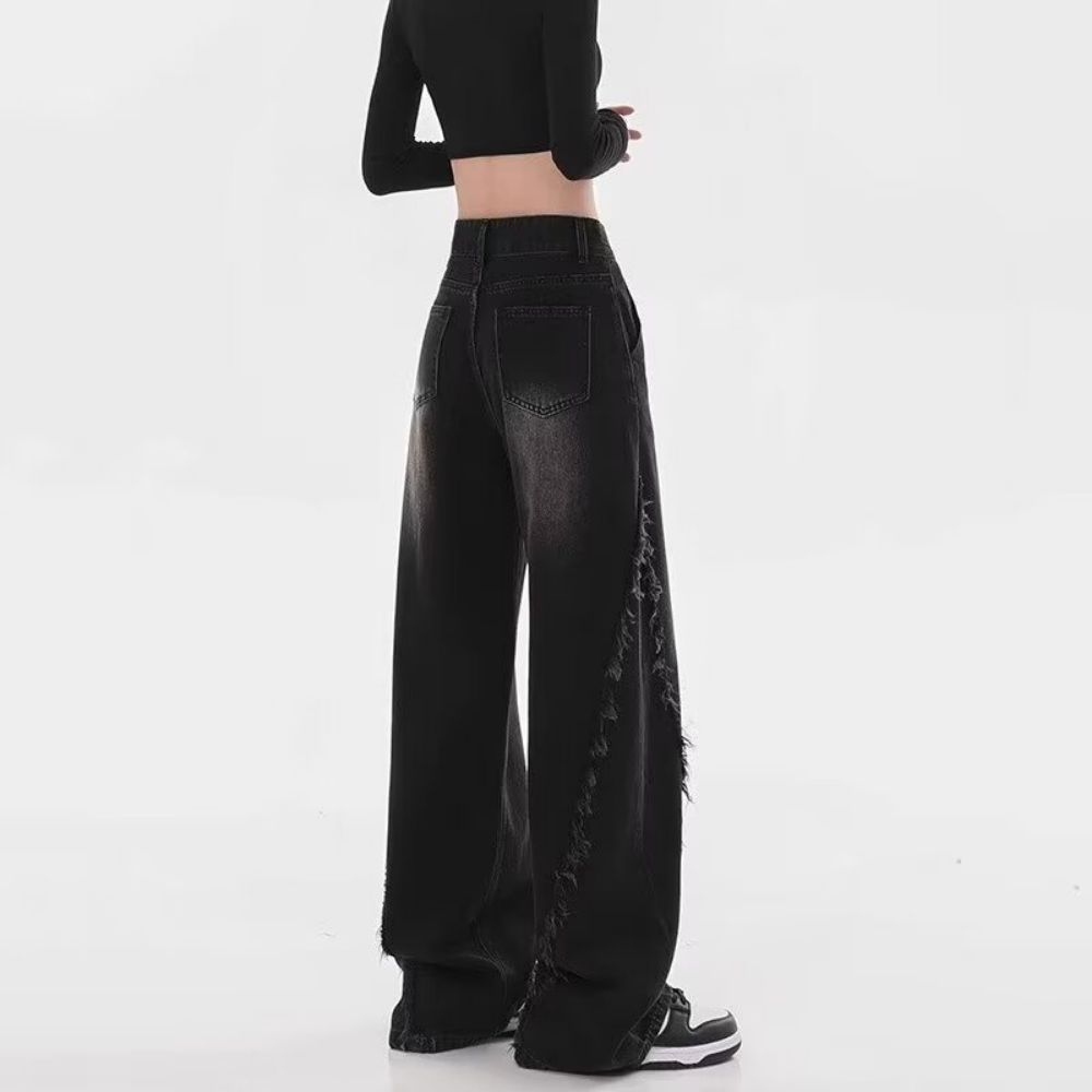 Women's Side Raw Hem Jeans