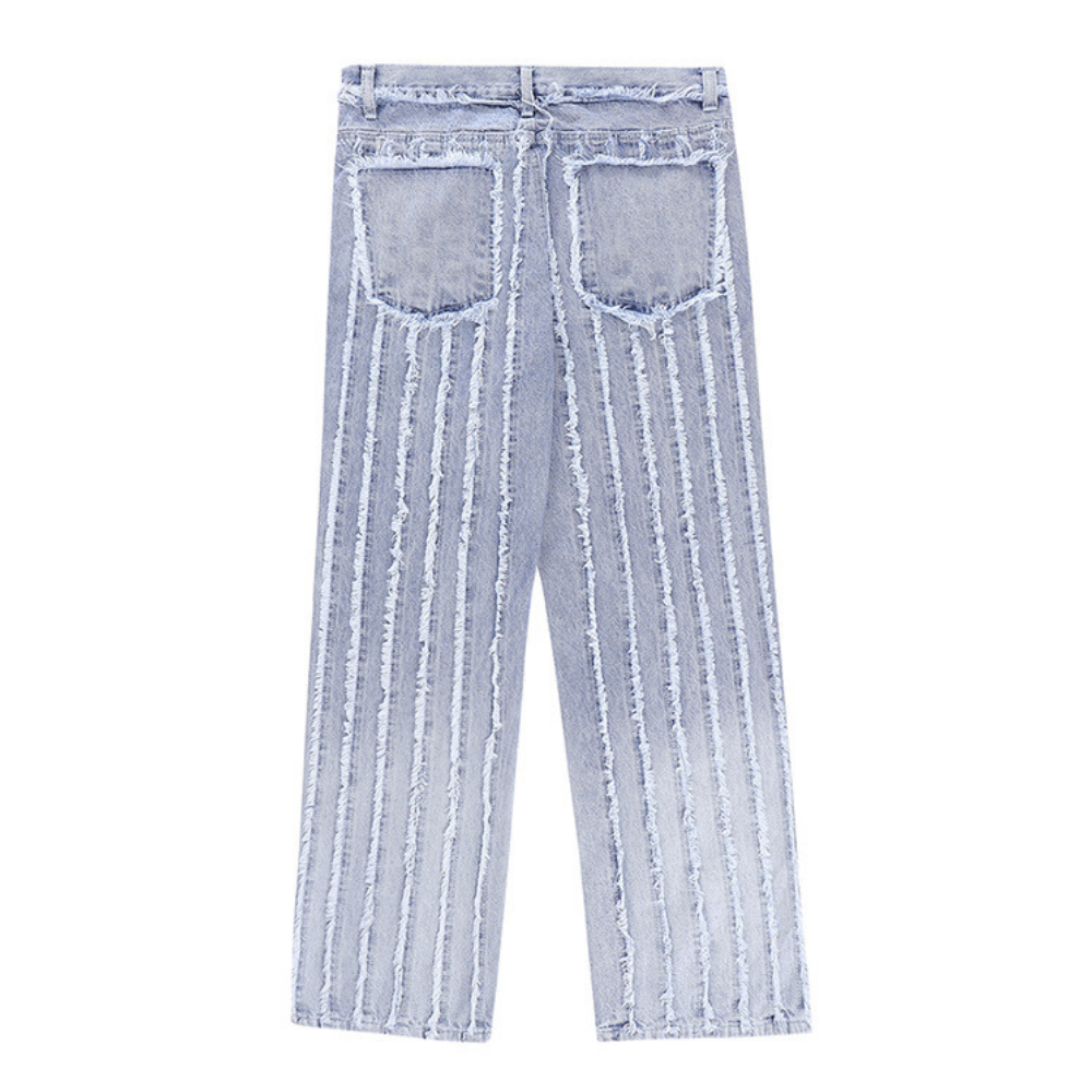 PM | Hip Hop Striped Raw Hem Jeans