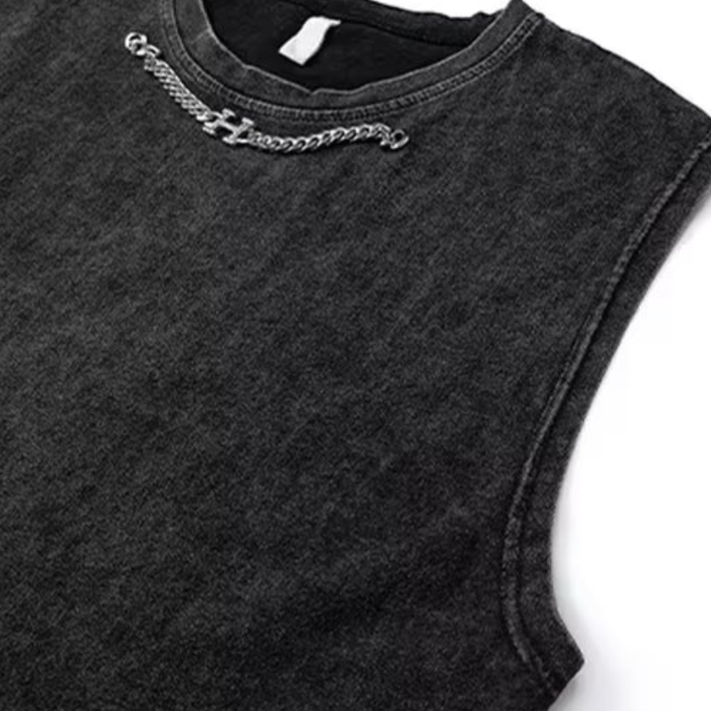 Alphabet Washed Casual Vest