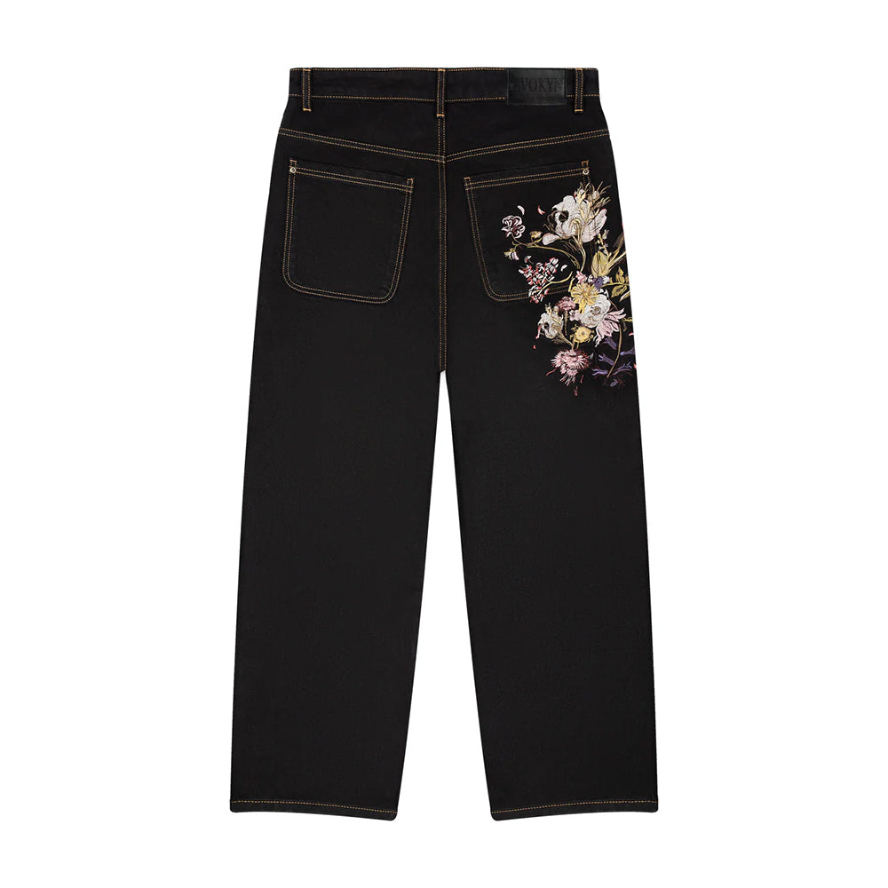 Evokyn Embroidered Denim Jeans with Floral Bloom