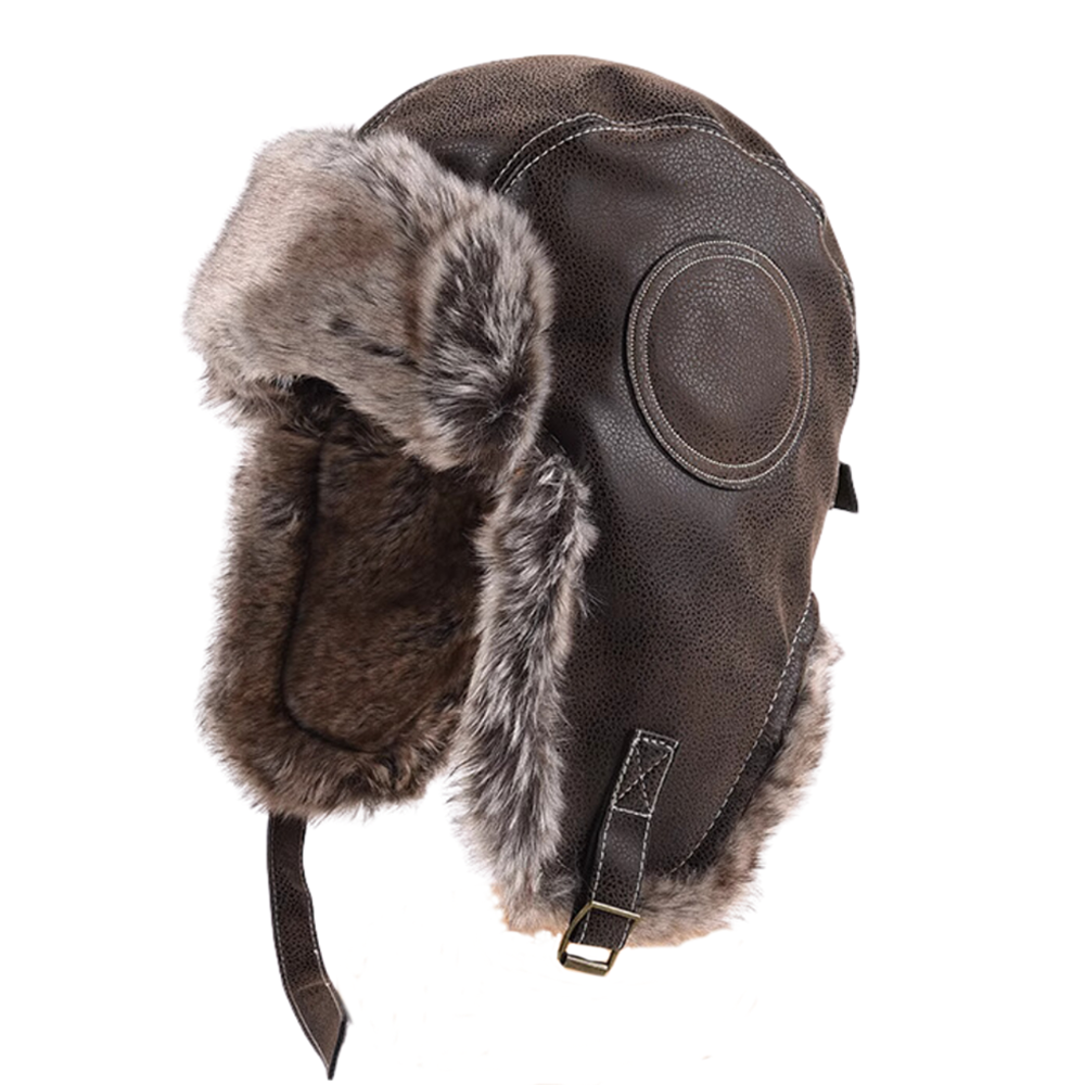 High-End Leather And Fleece Ski Flight Hat