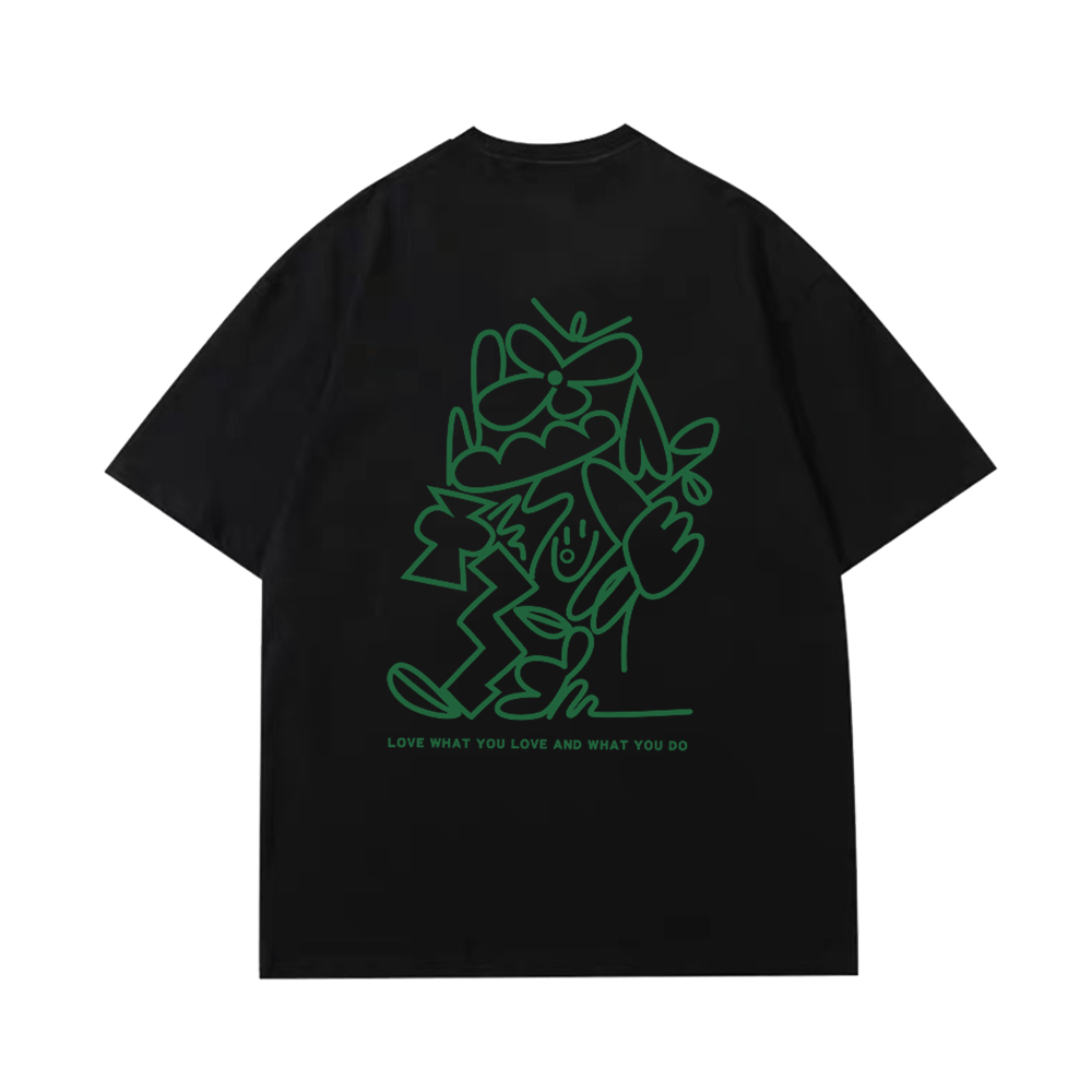 Chic Green Line Flower T-Shirt
