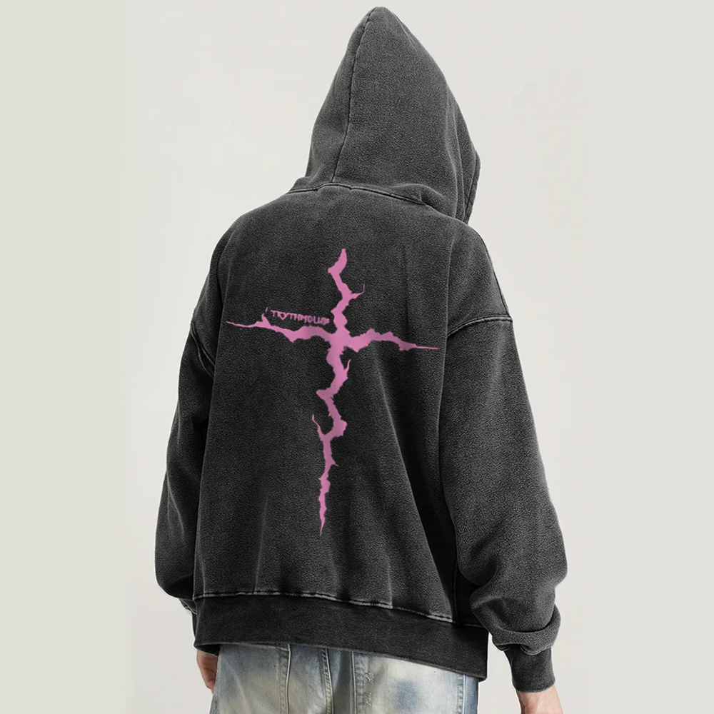 Japanese lightning Cross Washed Hoodie