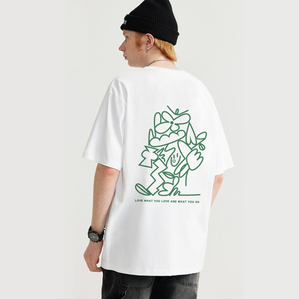 Chic Green Line Flower T-Shirt