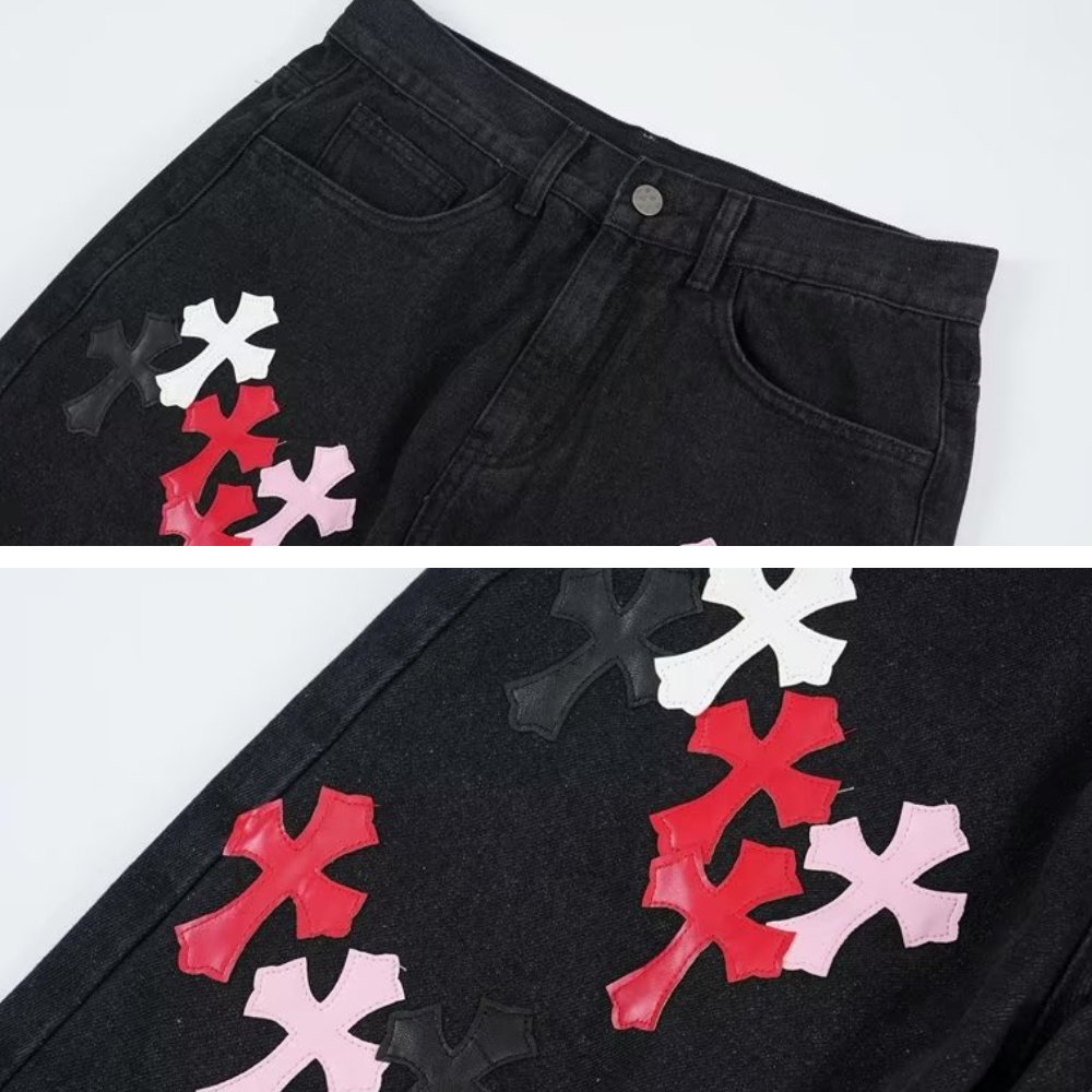 American High Street Leather Cross Wash Jeans