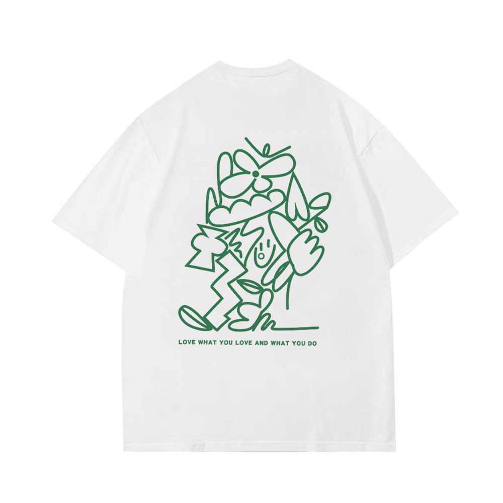 Chic Green Line Flower T-Shirt