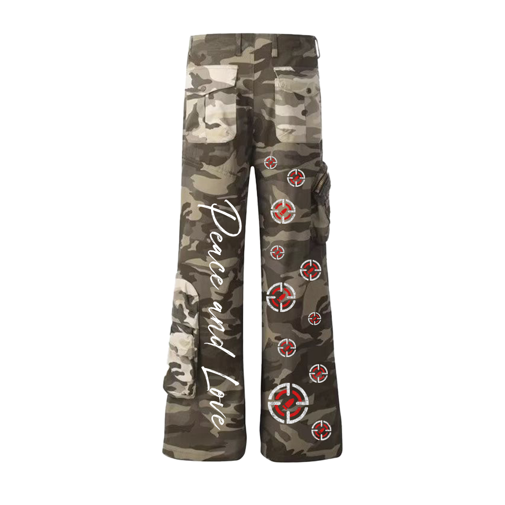 Art In War Multi-Pocket Bullet Hole Cargo Pants