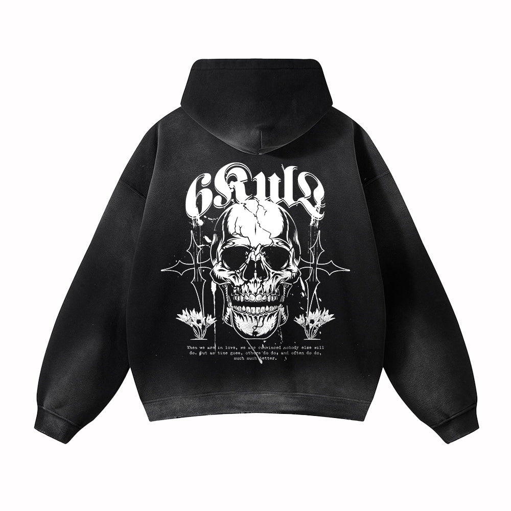 6Kull Cross Skull Flower Hoodie