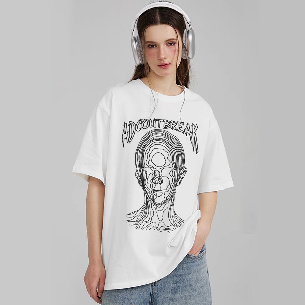 Line Face Letters T-Shirt