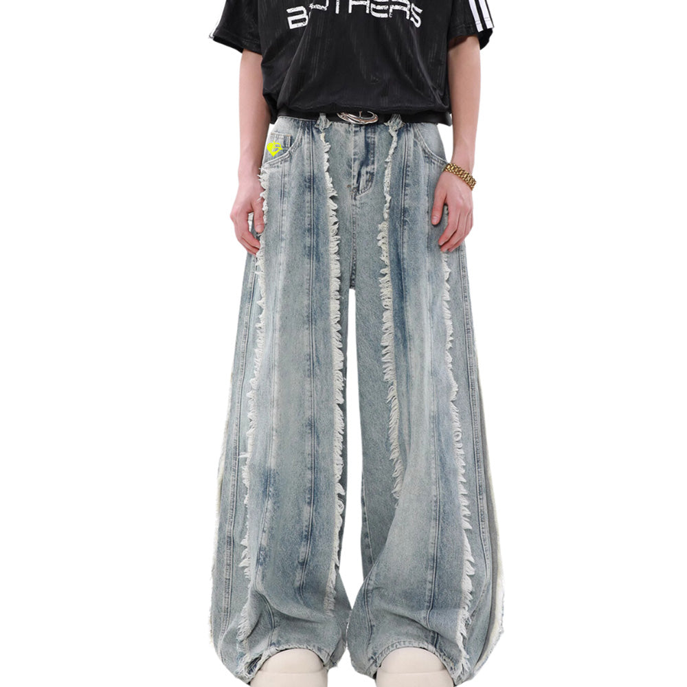 DF Heavy Frayed Floor-Length Jeans