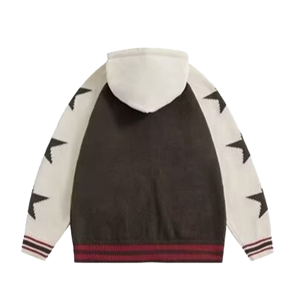 Star Stitching Hooded Sweater
