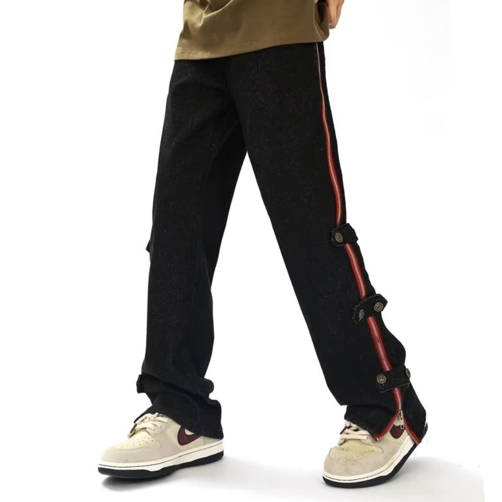 American High Street Side Zip Breasted Versatile Jeans