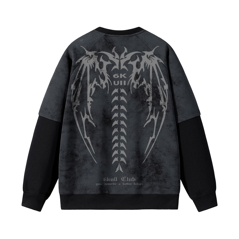 6Kull Bone Wing Splicing Sweatshirt