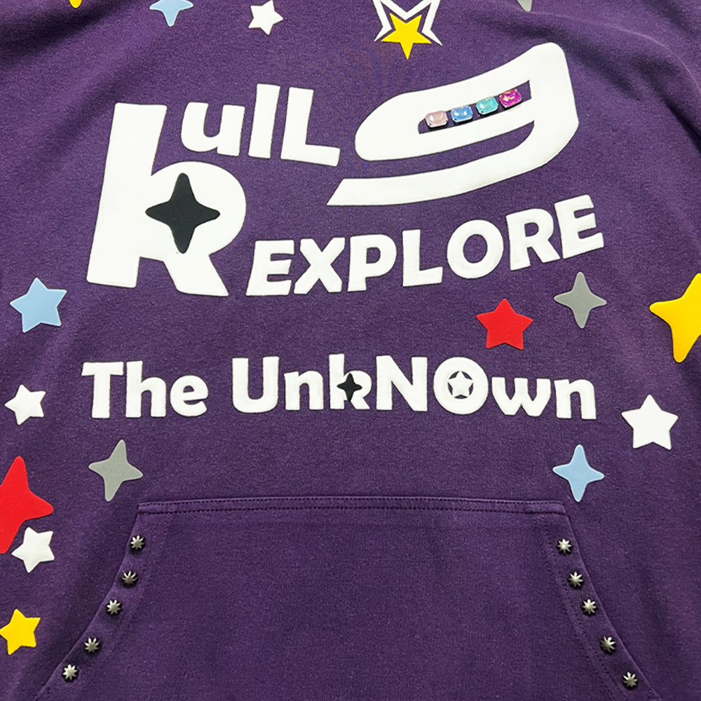 6Kull Full Puff Print Crystal Luxury Milky Way Hoodie