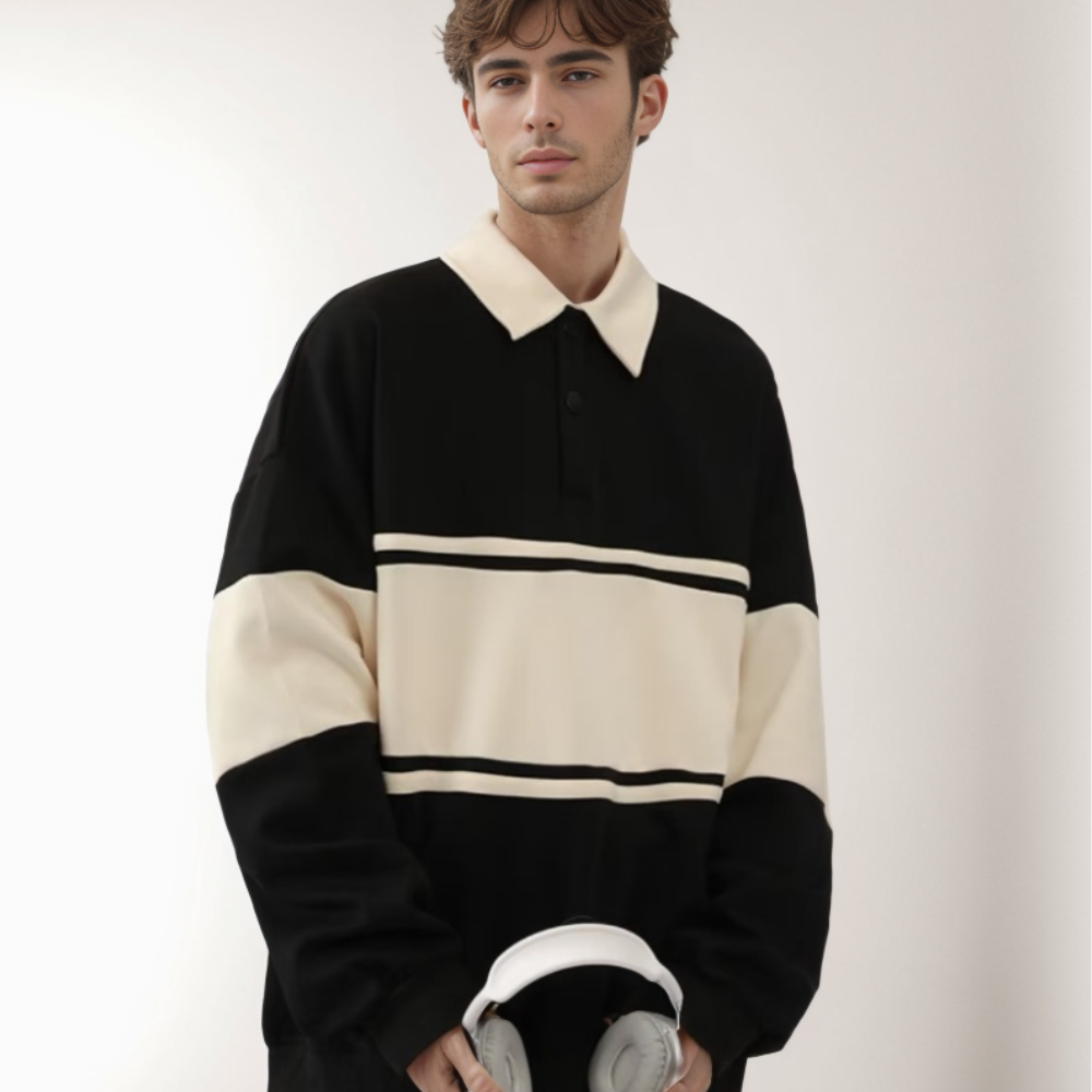 Japanese Striped Contrasting Sweatshirt